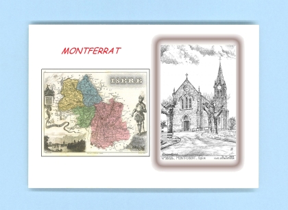 Cartes Postales impression Noir avec dpartement sur la ville de MONTFERRAT Titre : eglise