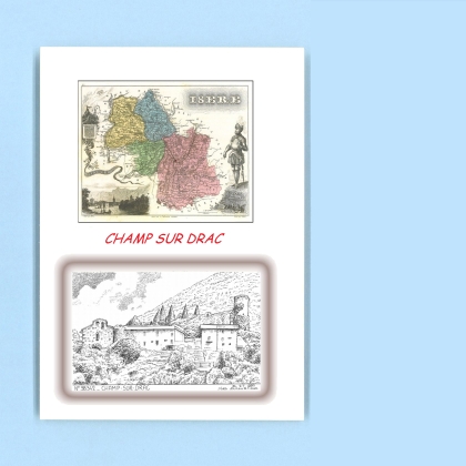 Cartes Postales impression Noir avec dpartement sur la ville de CHAMP SUR DRAC Titre : vue