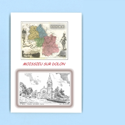 Cartes Postales impression Noir avec dpartement sur la ville de MOISSIEU SUR DOLON Titre : eglise