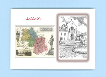 Cartes Postales impression Noir avec dpartement sur la ville de BARRAUX Titre : eglise