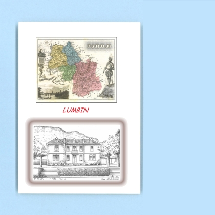 Cartes Postales impression Noir avec dpartement sur la ville de LUMBIN Titre : mairie