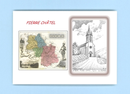 Cartes Postales impression Noir avec dpartement sur la ville de PIERRE CHATEL Titre : eglise