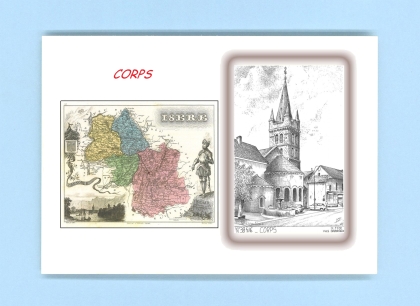 Cartes Postales impression Noir avec dpartement sur la ville de CORPS Titre : vue