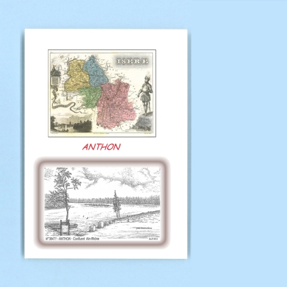 Cartes Postales impression Noir avec dpartement sur la ville de ANTHON Titre : confluent ainrhone