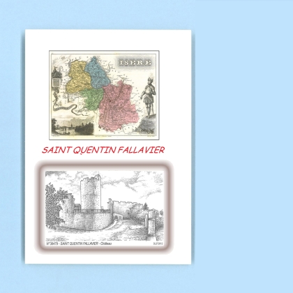 Cartes Postales impression Noir avec dpartement sur la ville de ST QUENTIN FALLAVIER Titre : chateau