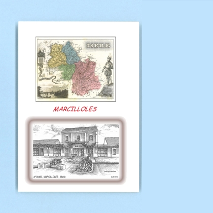 Cartes Postales impression Noir avec dpartement sur la ville de MARCILLOLES Titre : mairie