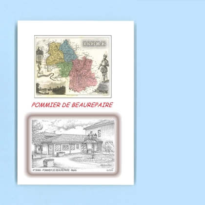 Cartes Postales impression Noir avec dpartement sur la ville de POMMIER DE BEAUREPAIRE Titre : mairie