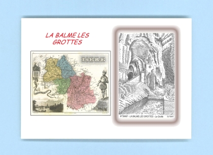 Cartes Postales impression Noir avec dpartement sur la ville de LA BALME LES GROTTES Titre : la grotte
