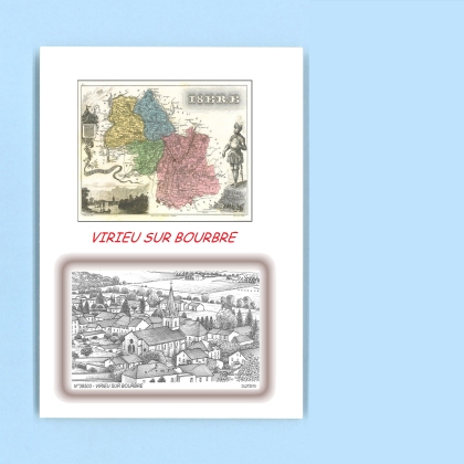 Cartes Postales impression Noir avec dpartement sur la ville de VIRIEU SUR BOURBRE Titre : vue