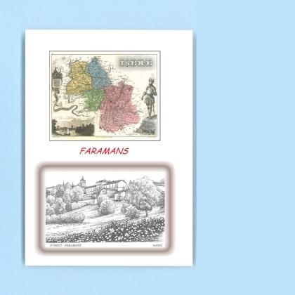 Cartes Postales impression Noir avec dpartement sur la ville de FARAMANS Titre : vue (mairie)