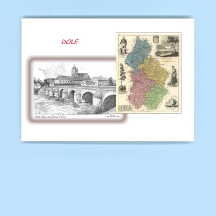 Cartes Postales impression Noir avec dpartement sur la ville de DOLE Titre : grand pont sur le doubs