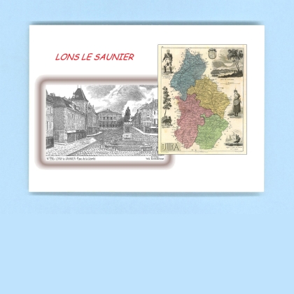 Cartes Postales impression Noir avec dpartement sur la ville de LONS LE SAUNIER Titre : place de la liberte