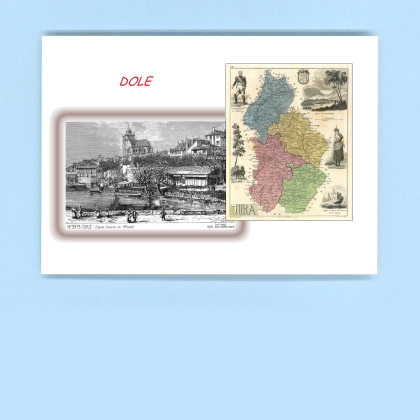 Cartes Postales impression Noir avec dpartement sur la ville de DOLE Titre : vue