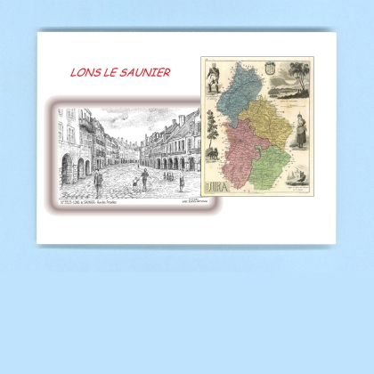 Cartes Postales impression Noir avec dpartement sur la ville de LONS LE SAUNIER Titre : rue des arcades