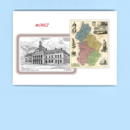 Cartes Postales impression Noir avec dpartement sur la ville de MOREZ Titre : hotel de ville