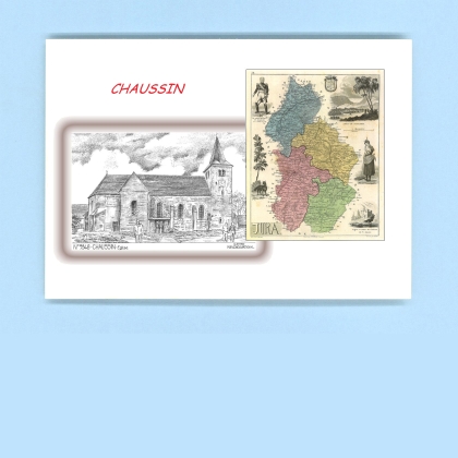Cartes Postales impression Noir avec dpartement sur la ville de CHAUSSIN Titre : eglise