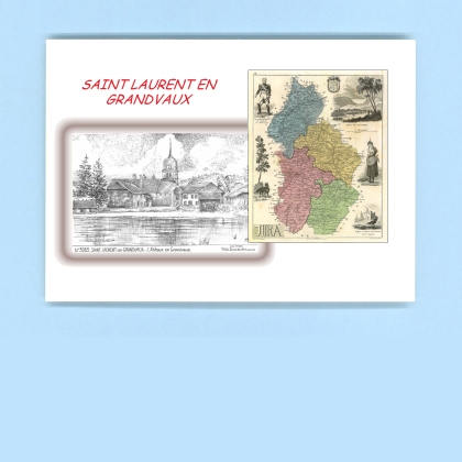 Cartes Postales impression Noir avec dpartement sur la ville de ST LAURENT EN GRANDVAUX Titre : abbaye en grandvaux