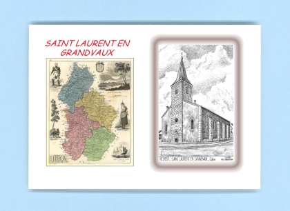 Cartes Postales impression Noir avec dpartement sur la ville de ST LAURENT EN GRANDVAUX Titre : eglise