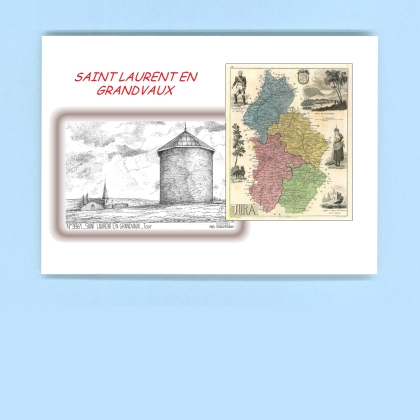 Cartes Postales impression Noir avec dpartement sur la ville de ST LAURENT EN GRANDVAUX Titre : tour