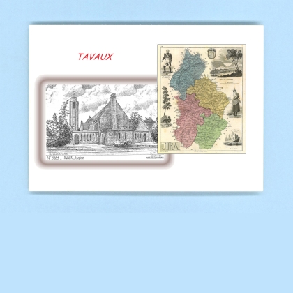 Cartes Postales impression Noir avec dpartement sur la ville de TAVAUX Titre : eglise
