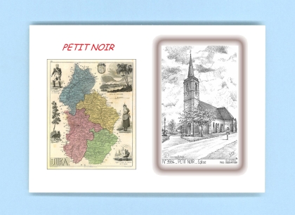 Cartes Postales impression Noir avec dpartement sur la ville de PETIT NOIR Titre : eglise