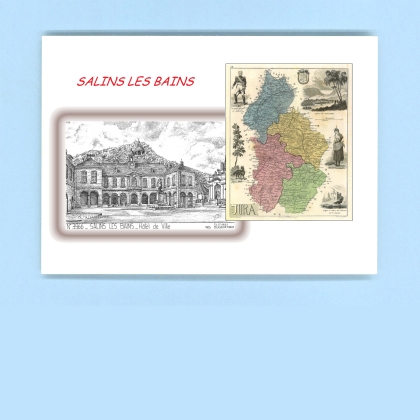 Cartes Postales impression Noir avec dpartement sur la ville de SALINS LES BAINS Titre : hotel de ville