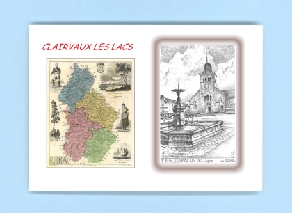 Cartes Postales impression Noir avec dpartement sur la ville de CLAIRVAUX LES LACS Titre : eglise