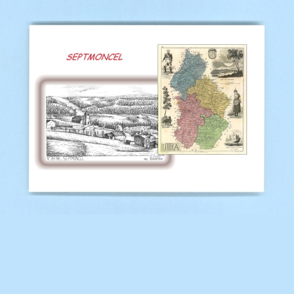 Cartes Postales impression Noir avec dpartement sur la ville de SEPTMONCEL Titre : vue
