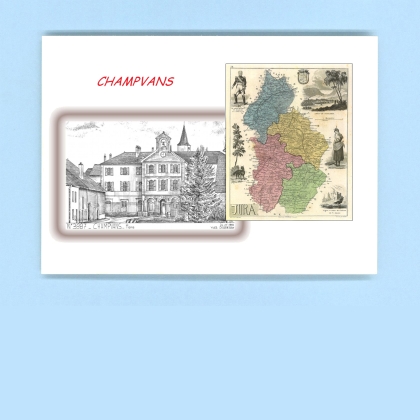 Cartes Postales impression Noir avec dpartement sur la ville de CHAMPVANS Titre : mairie
