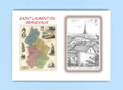 Cartes Postales impression Noir avec dpartement sur la ville de ST LAURENT EN GRANDVAUX Titre : vue