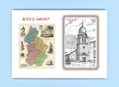 Cartes Postales impression Noir avec dpartement sur la ville de BOIS D AMONT Titre : eglise
