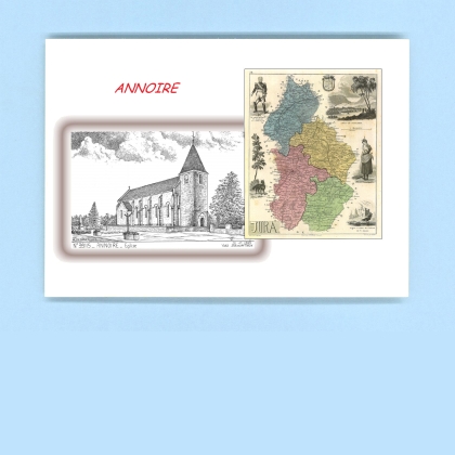 Cartes Postales impression Noir avec dpartement sur la ville de ANNOIRE Titre : eglise
