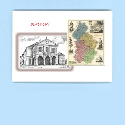 Cartes Postales impression Noir avec dpartement sur la ville de BEAUFORT Titre : mairie