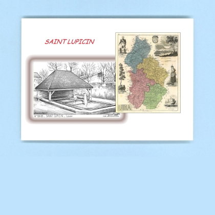 Cartes Postales impression Noir avec dpartement sur la ville de ST LUPICIN Titre : lavoir