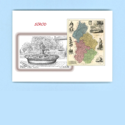 Cartes Postales impression Noir avec dpartement sur la ville de SIROD Titre : fontaine