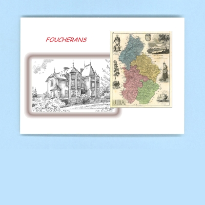 Cartes Postales impression Noir avec dpartement sur la ville de FOUCHERANS Titre : mairie