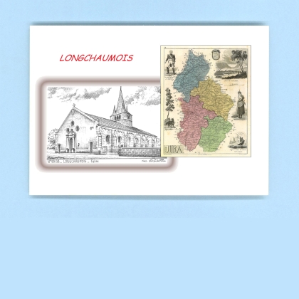 Cartes Postales impression Noir avec dpartement sur la ville de LONGCHAUMOIS Titre : eglise