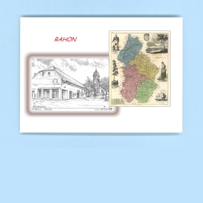 Cartes Postales impression Noir avec dpartement sur la ville de RAHON Titre : vue