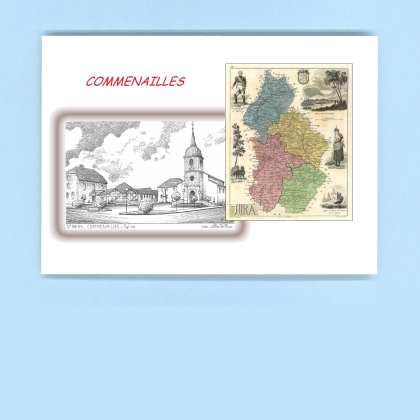 Cartes Postales impression Noir avec dpartement sur la ville de COMMENAILLES Titre : eglise