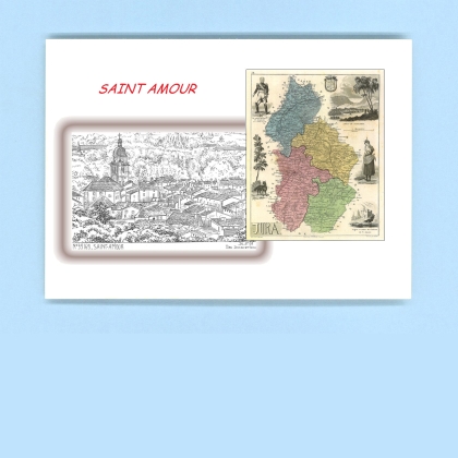 Cartes Postales impression Noir avec dpartement sur la ville de ST AMOUR Titre : vue