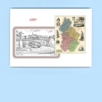 Cartes Postales impression Noir avec dpartement sur la ville de VIRY Titre : vue