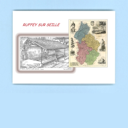 Cartes Postales impression Noir avec dpartement sur la ville de RUFFEY SUR SEILLE Titre : lavoir