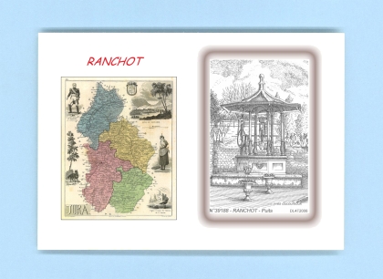 Cartes Postales impression Noir avec dpartement sur la ville de RANCHOT Titre : puits