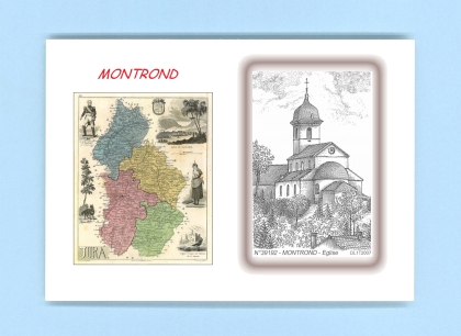 Cartes Postales impression Noir avec dpartement sur la ville de MONTROND Titre : eglise