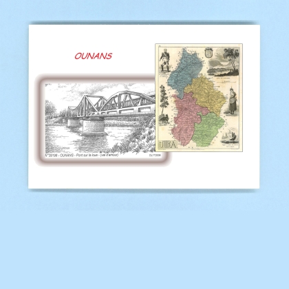 Cartes Postales impression Noir avec dpartement sur la ville de OUNANS Titre : pont sur la loue (val d amour)