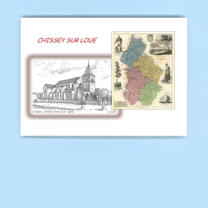 Cartes Postales impression Noir avec dpartement sur la ville de CHISSEY SUR LOUE Titre : eglise
