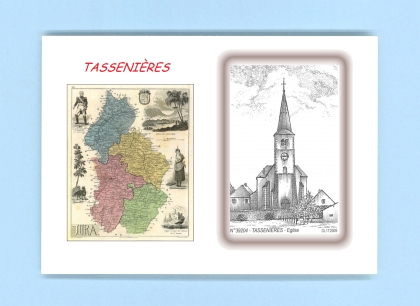 Cartes Postales impression Noir avec dpartement sur la ville de TASSENIERES Titre : eglise