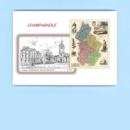 Cartes Postales impression Noir avec dpartement sur la ville de CHAMPAGNOLE Titre : place de l hotel de ville