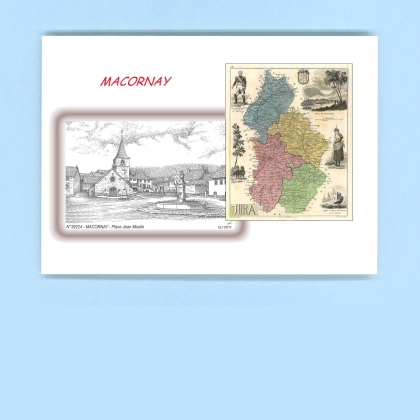 Cartes Postales impression Noir avec dpartement sur la ville de MACORNAY Titre : place jean moulin