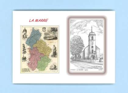 Cartes Postales impression Noir avec dpartement sur la ville de LA MARRE Titre : eglise